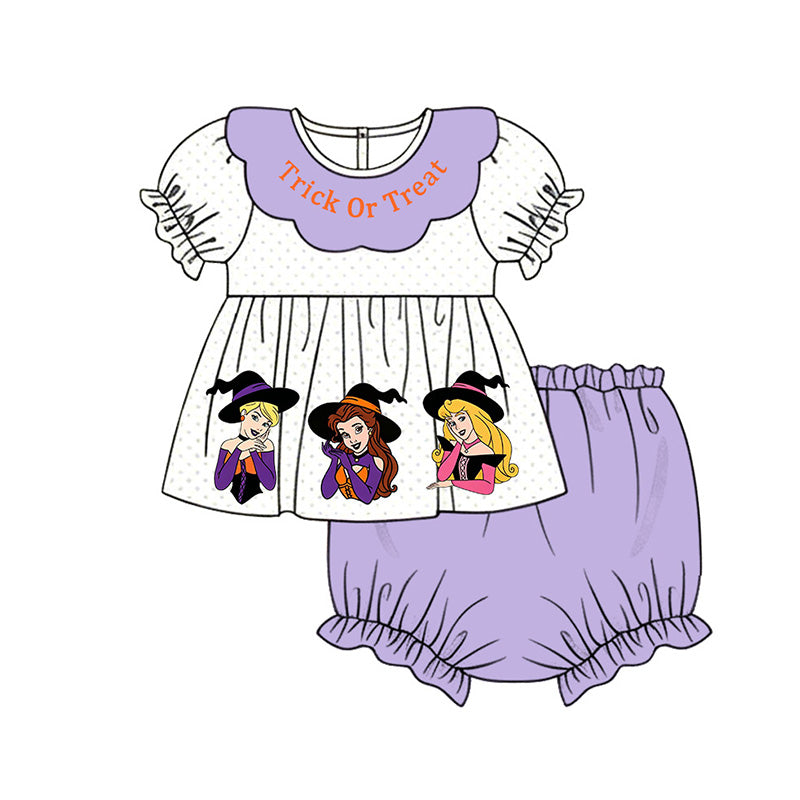 (Pre Order)Sisters Halloween Princess Applique Smocked Dress,Set&Romper