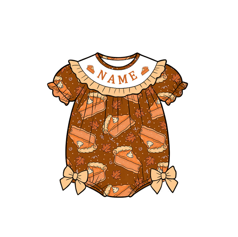 (Pre Order)Siblings Pumpkin Pie Embroidery Smocked Dress,Set&Romper