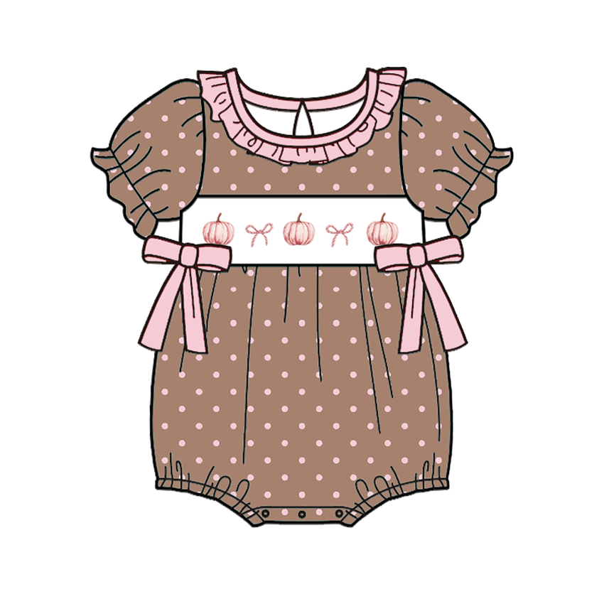 (Pre Order)Sisters Pumpkin Embroidery Smocked Dress,Set&Romper