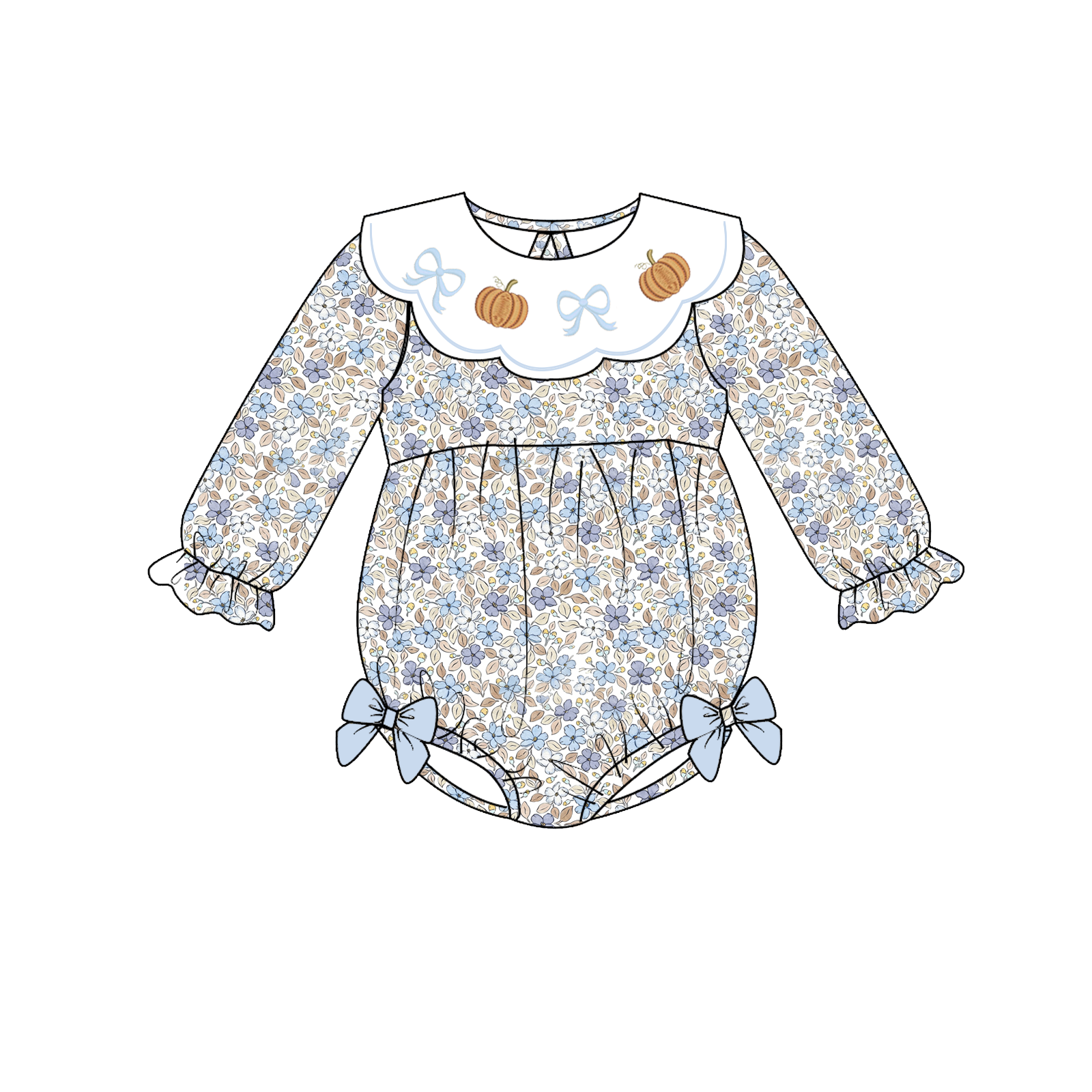 (Weekly Pre-Order)Girls Fall Pumpkin Embroidery Dress&Romper(Ends Wednesday)