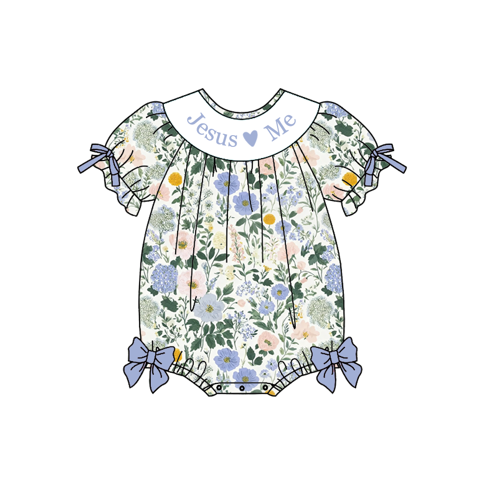 (Pre Order)Girls Fall Embroidery Smocked Set,Dress&Romper-Customized name