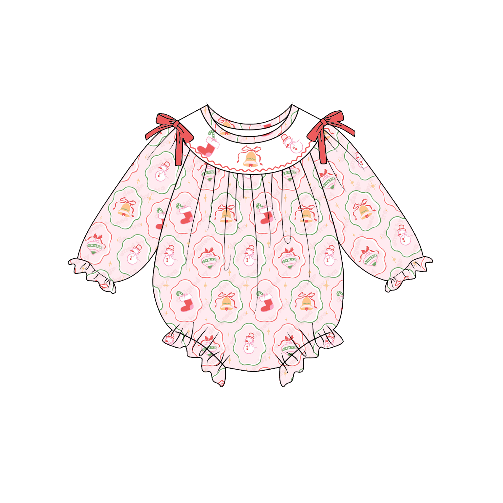 (Pre Order)Siblings Christmas Embroidery Smocked Dress,Set&Romper