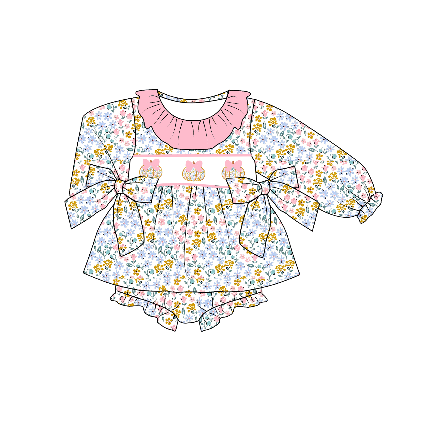(Weekly Pre-Order)Sisters Fall Pumpkin Embroidery Smocked Dress,Set&Romper(Ends Wednesday)