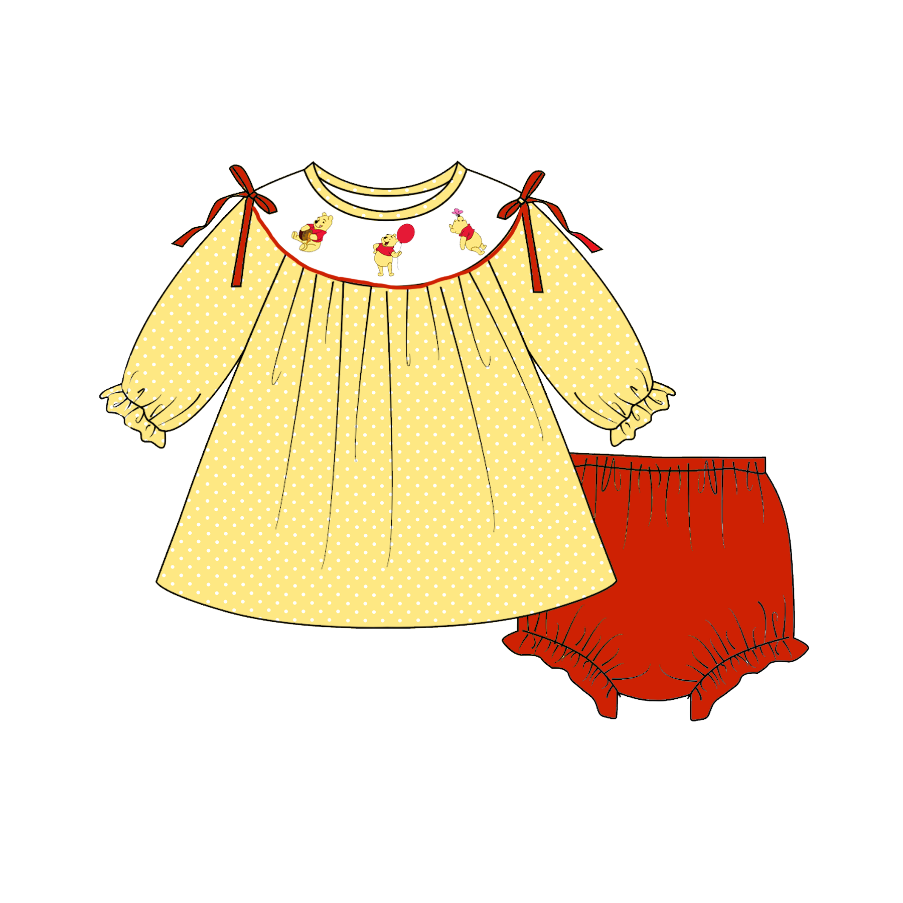 (Weekly Pre-Order)Siblings Cartoon Embroidery Smocked Set&Romper(Ends Wednesday)