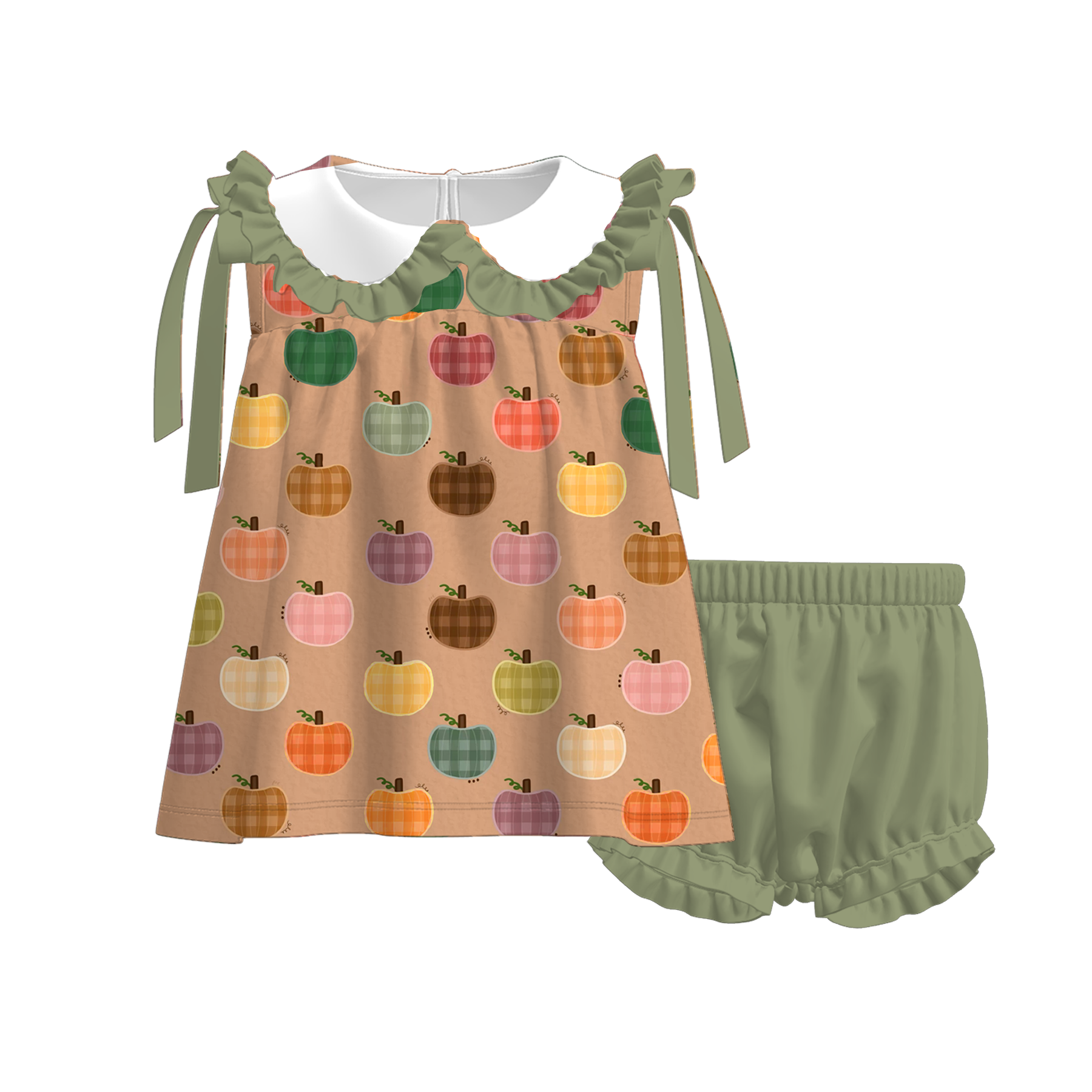 (Pre Order)Sisters Fall Pumpkin Print Dress&Romper