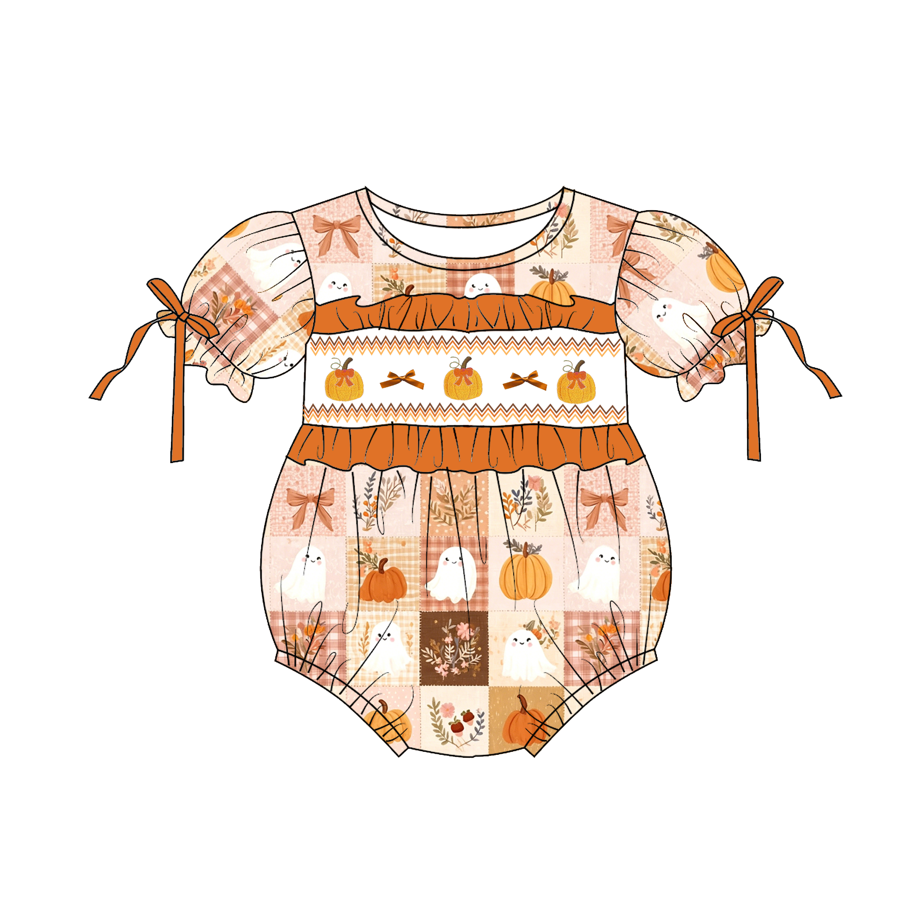 (Weekly Pre-Order)Girls Halloween Embroidery Smocked Dress&Romper