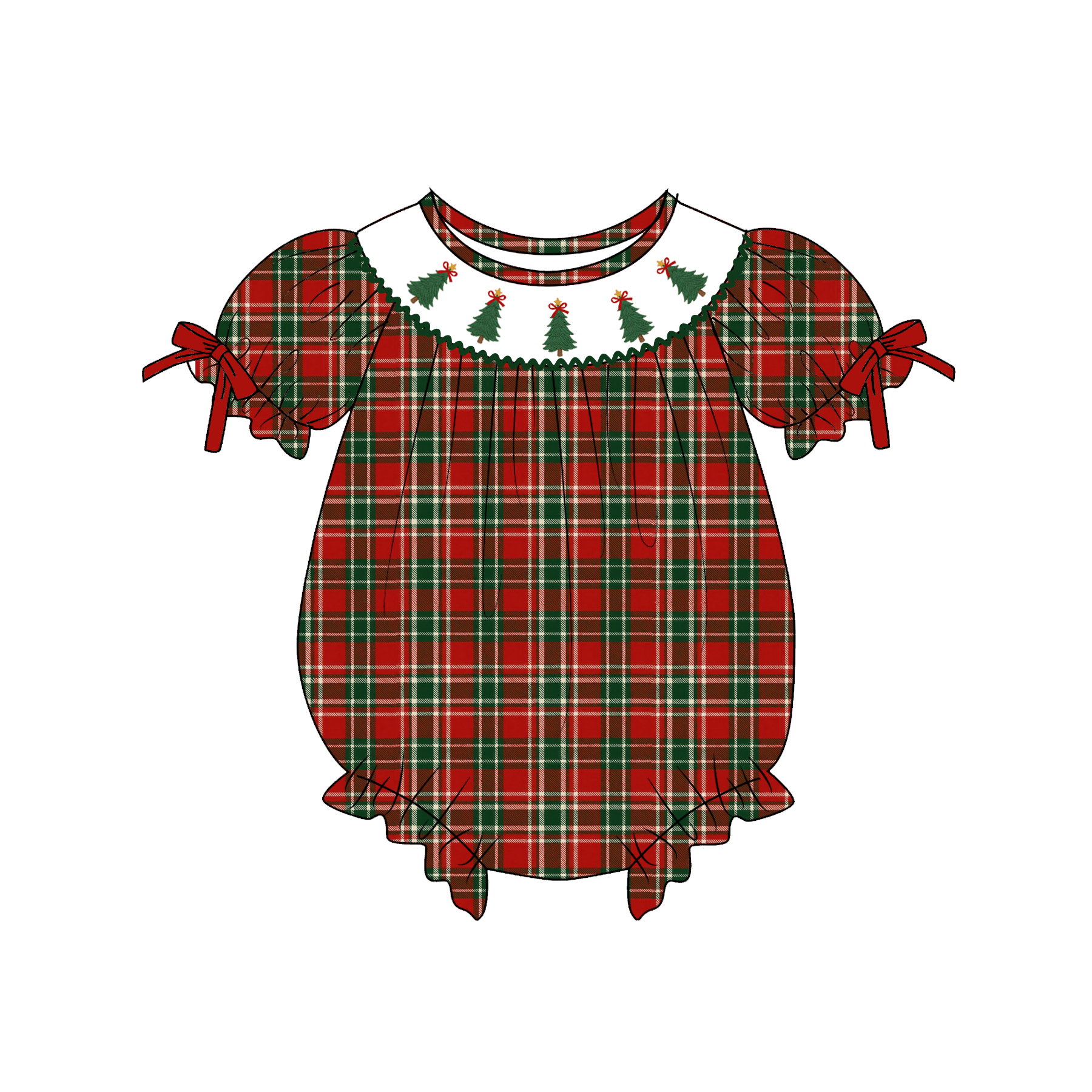 (Weekly Pre-Order)Siblings Christmas Embroidery Smocked Dress&Romper(Ends Wednesday)