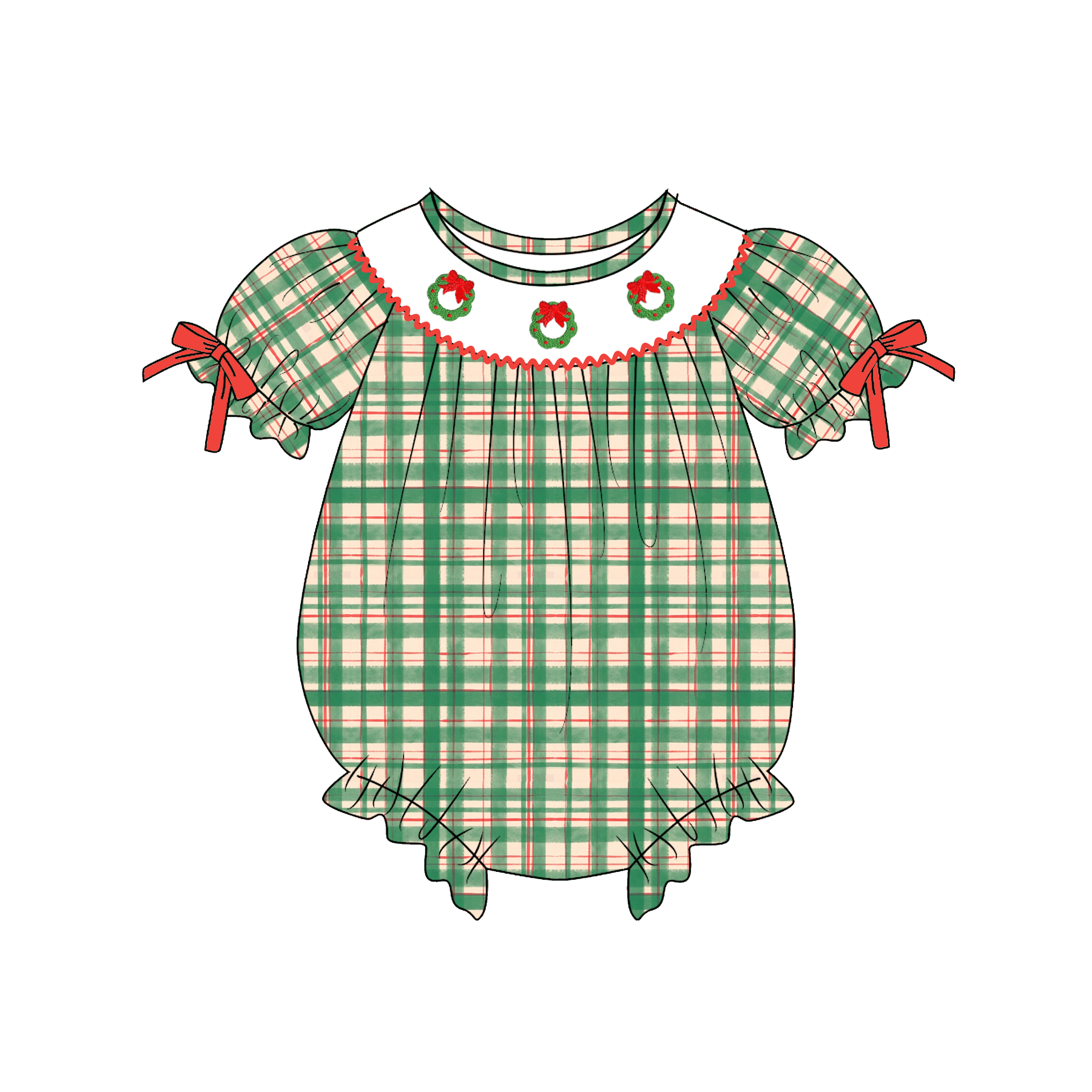 (Weekly Pre-Order)Siblings Christmas Embroidery Smocked Dress,Set&Romper(Ends Wednesday)