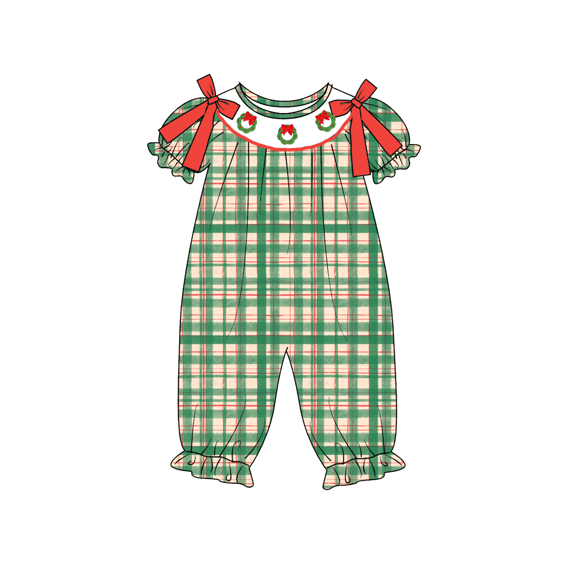 (Weekly Pre-Order)Siblings Christmas Embroidery Smocked Dress,Set&Romper(Ends Wednesday)