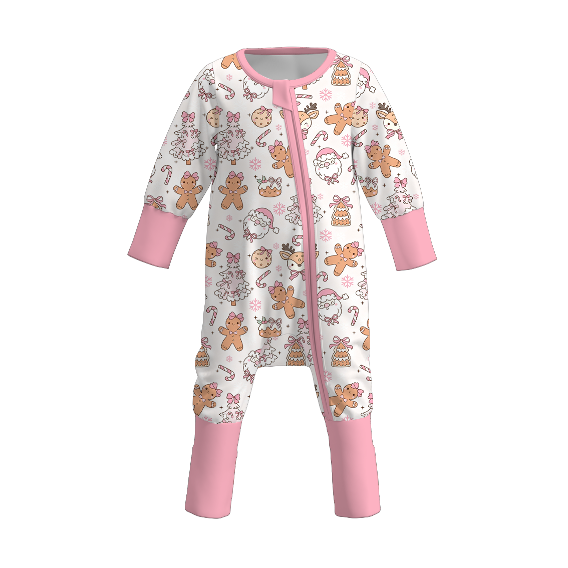 (Pre Order)Sisters Christmas Gingerbread Print Dress&Romper