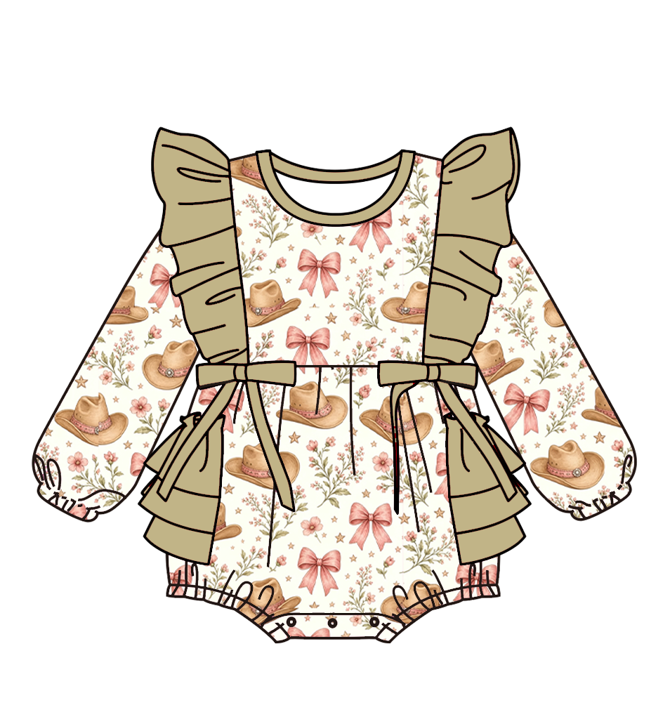 (Pre Order)Sisters Fall Cowgirl Print Dress&Romper