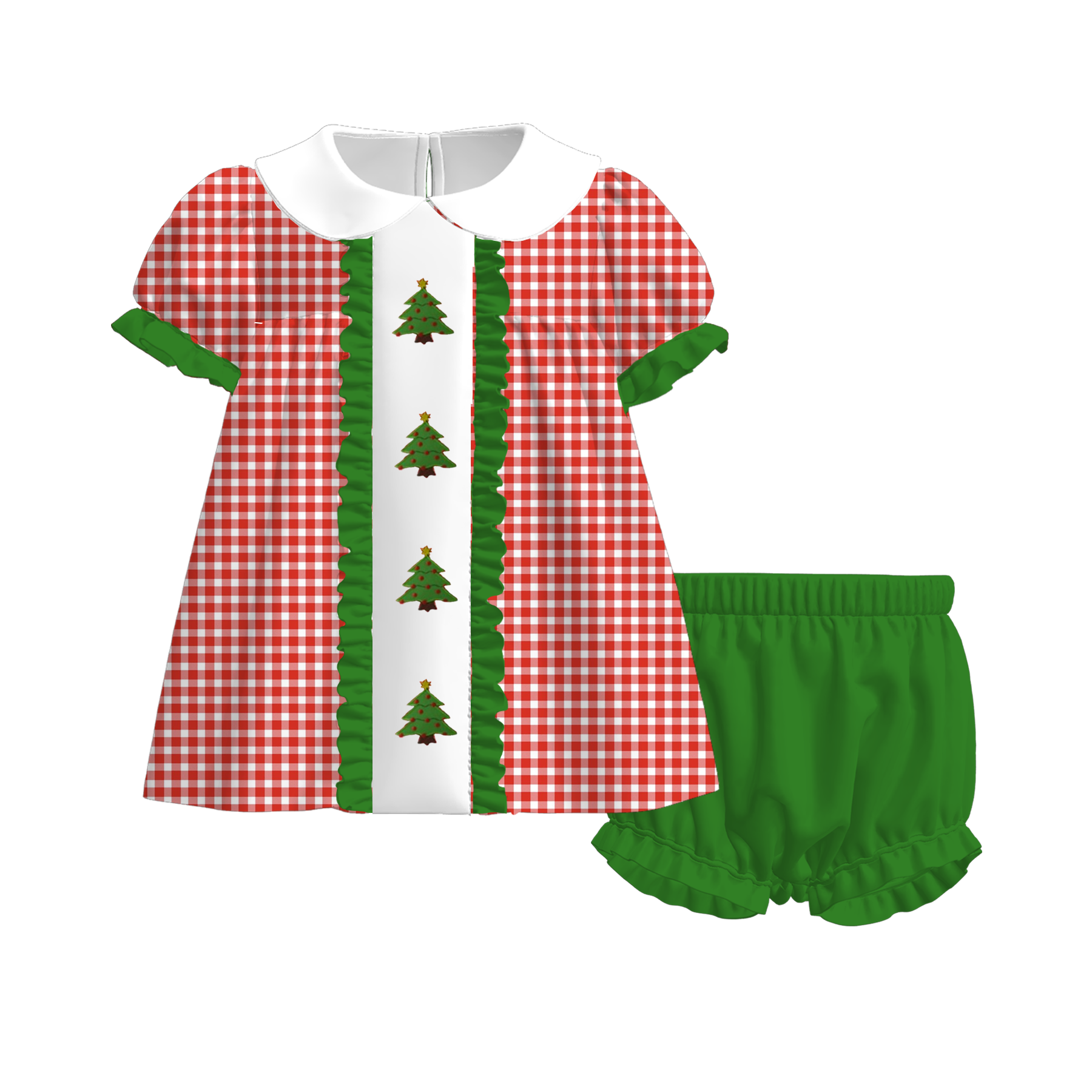 (Pre Order)Siblings Christmas Tree Embroidery Dress,Set&Romper