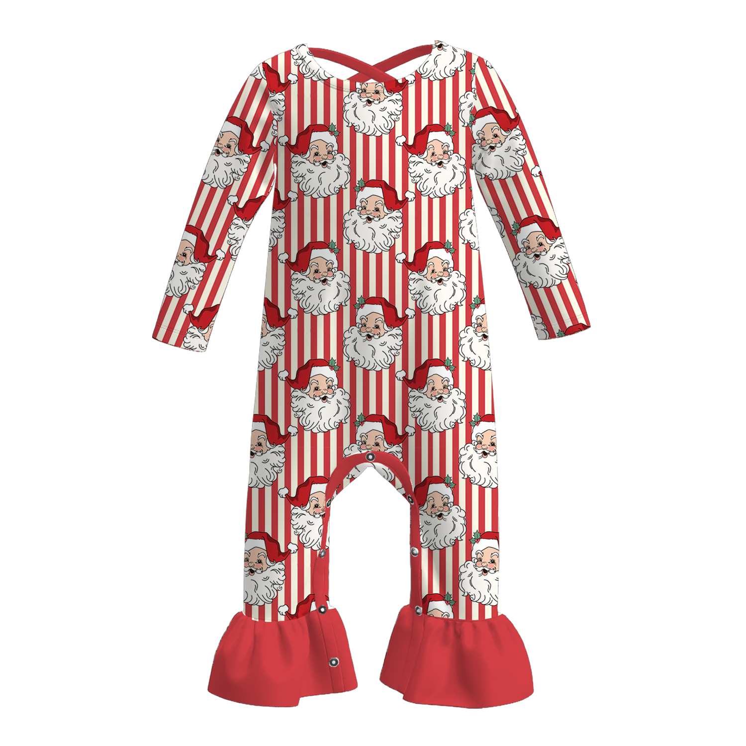 (Pre Order)Sisters Christmas Santa Claus Print Dress,Set&Romper