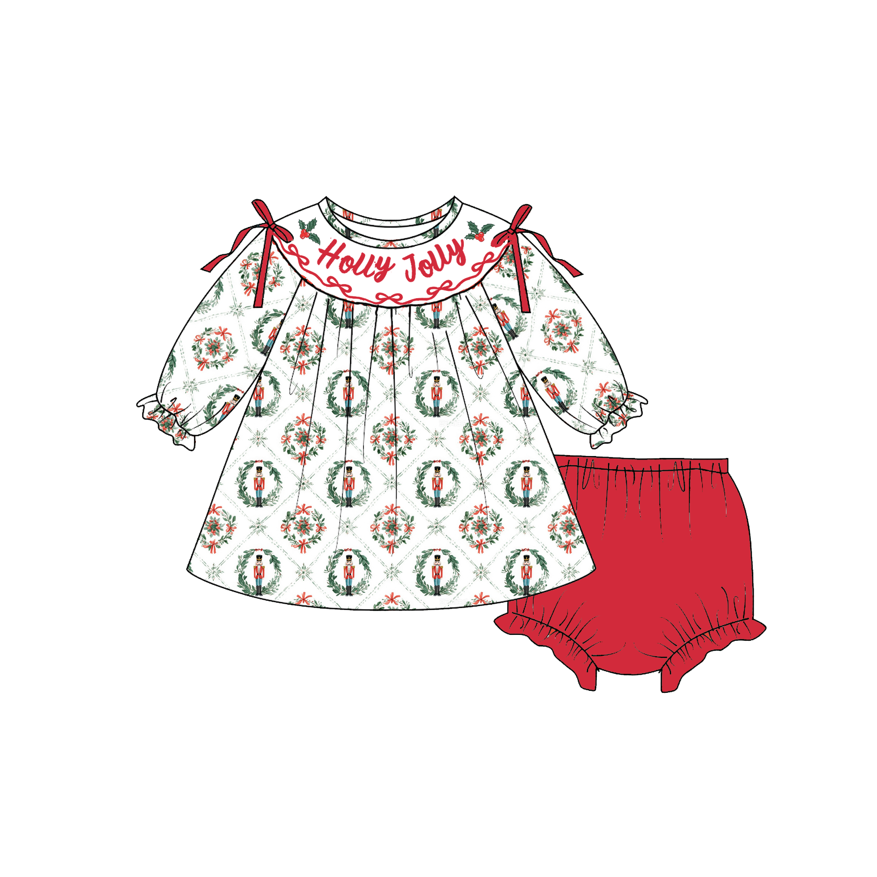 (Weekly Pre-Order)Sisters Christmas Embroidery Smocked Dress,Set&Romper(Ends 8.23)