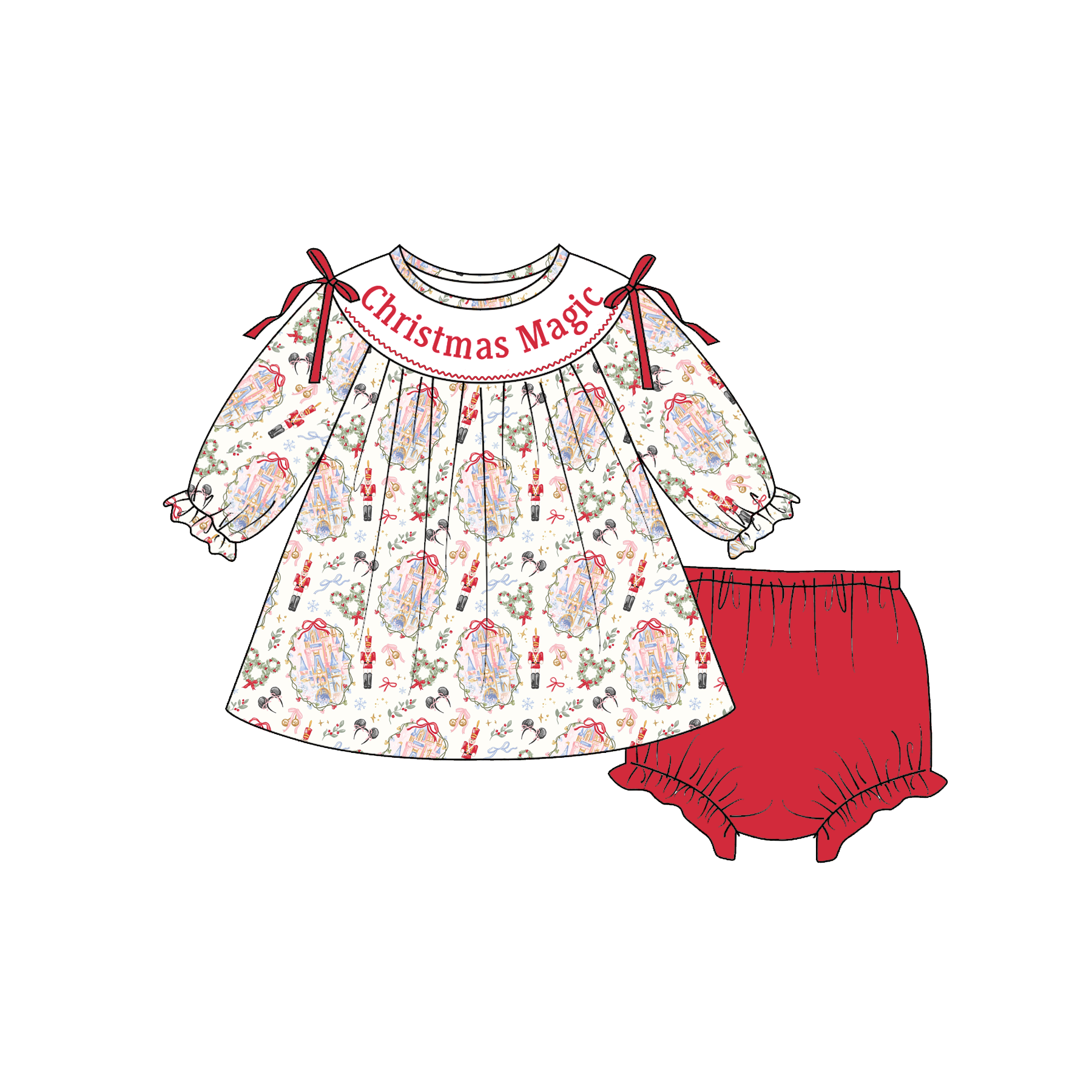 (Weekly Pre-Order)Girls Christmas Embroidery Smocked Dress,Set&Romper(Ends 8.23)