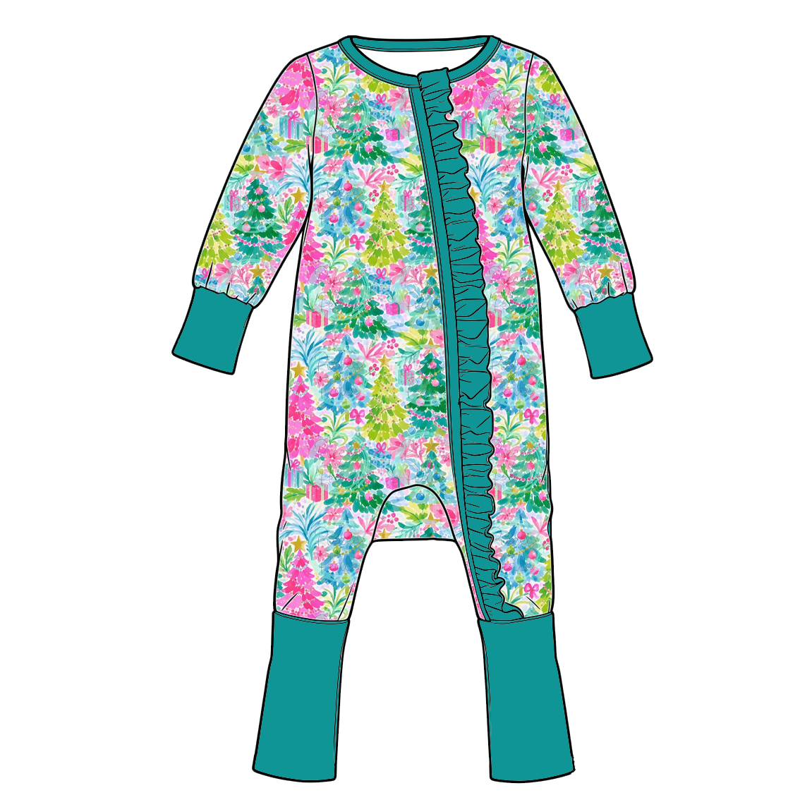 (Pre Order)Sisters Christmas Print Dress&Romper