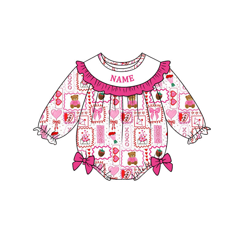 (Pre Order)Sisters Valentine's Day Embroidery Smocked Dress,Set&Romper