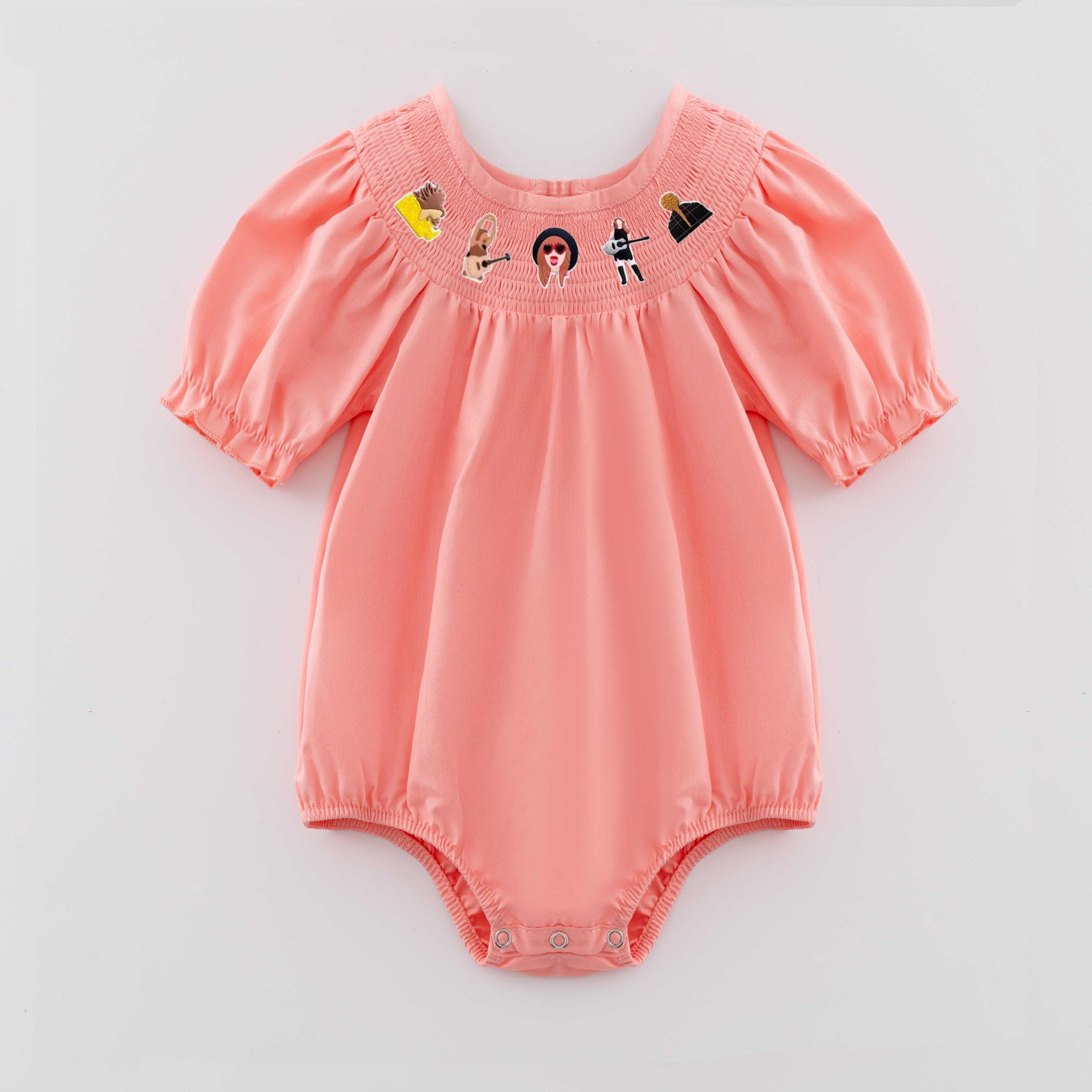 (Pre Order)Girls Spring TS Embroidery Smocked Romper