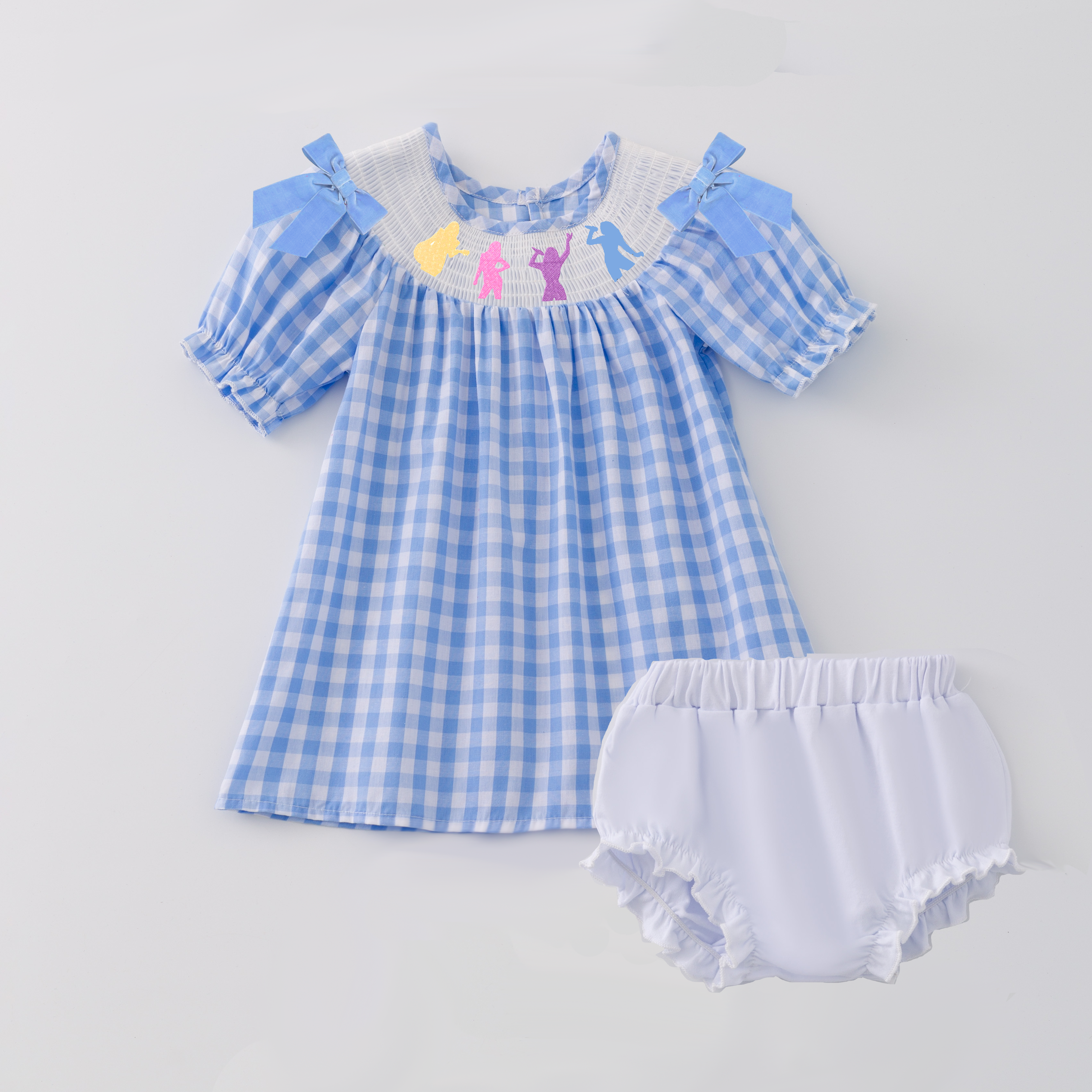 (Pre Order)Girls Spring TS Embroidery Smocked Romper