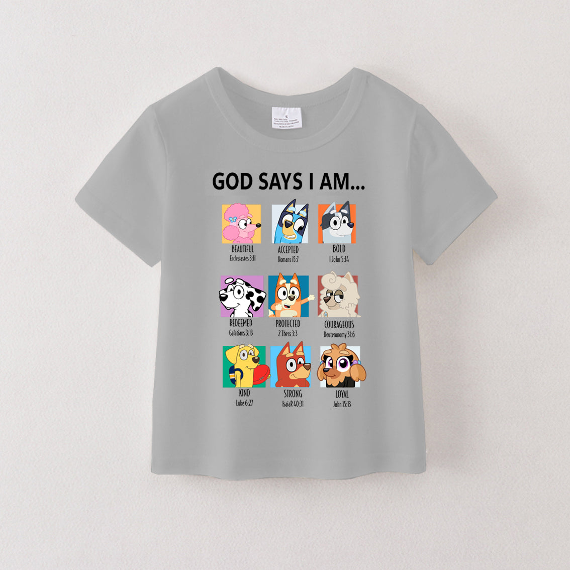 (Pre Order)Girls God Say I Am Cotton Grey Top