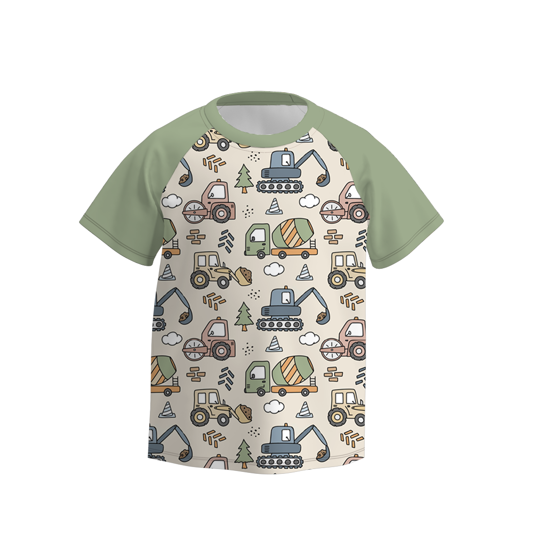 (Pre Order)Boy's Digger Truck Print Raglans Top