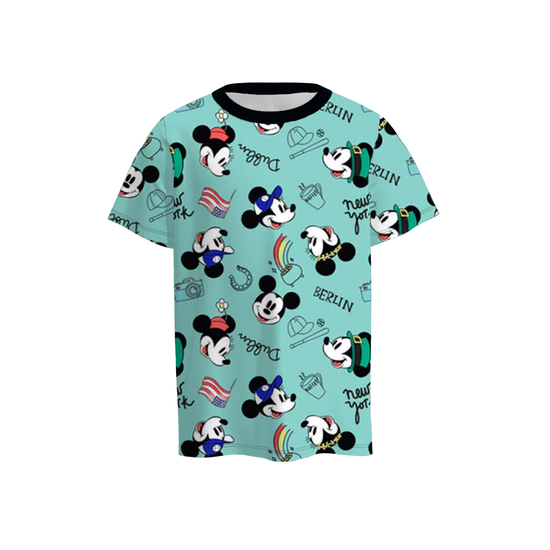 (Pre Order)Boys Summer Mickey Print Short Sleeves Top