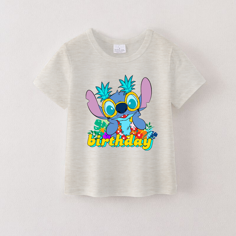 (Pre Order)Summer Girls Cotton Cartoon Print T-shirt