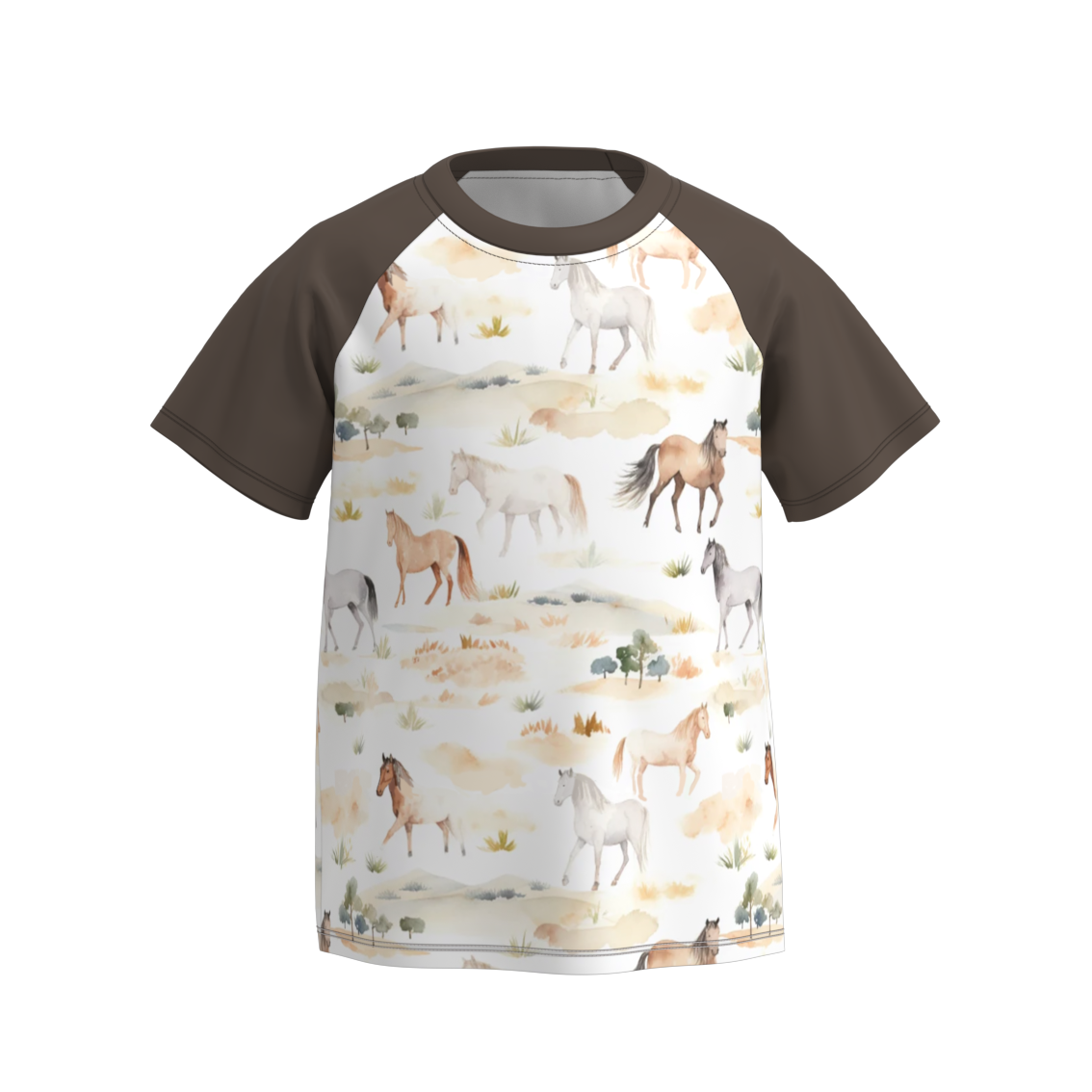 (Pre Order)Boys Summer Farm Print Raglan Shirt