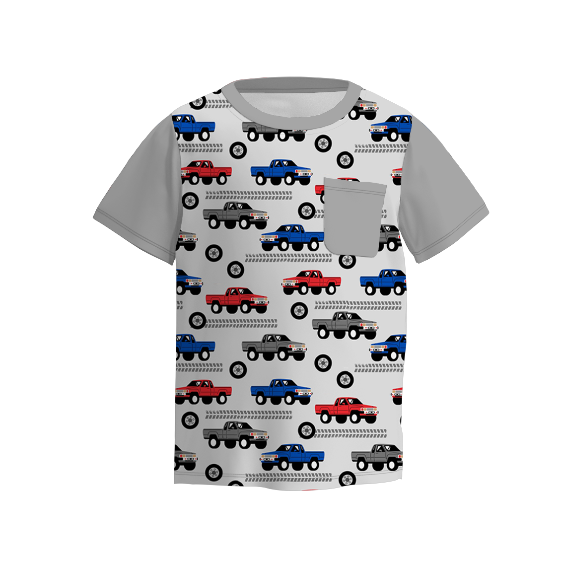 (Pre Order)Boys Summer Father's Day Truck Print Raglan Shirts