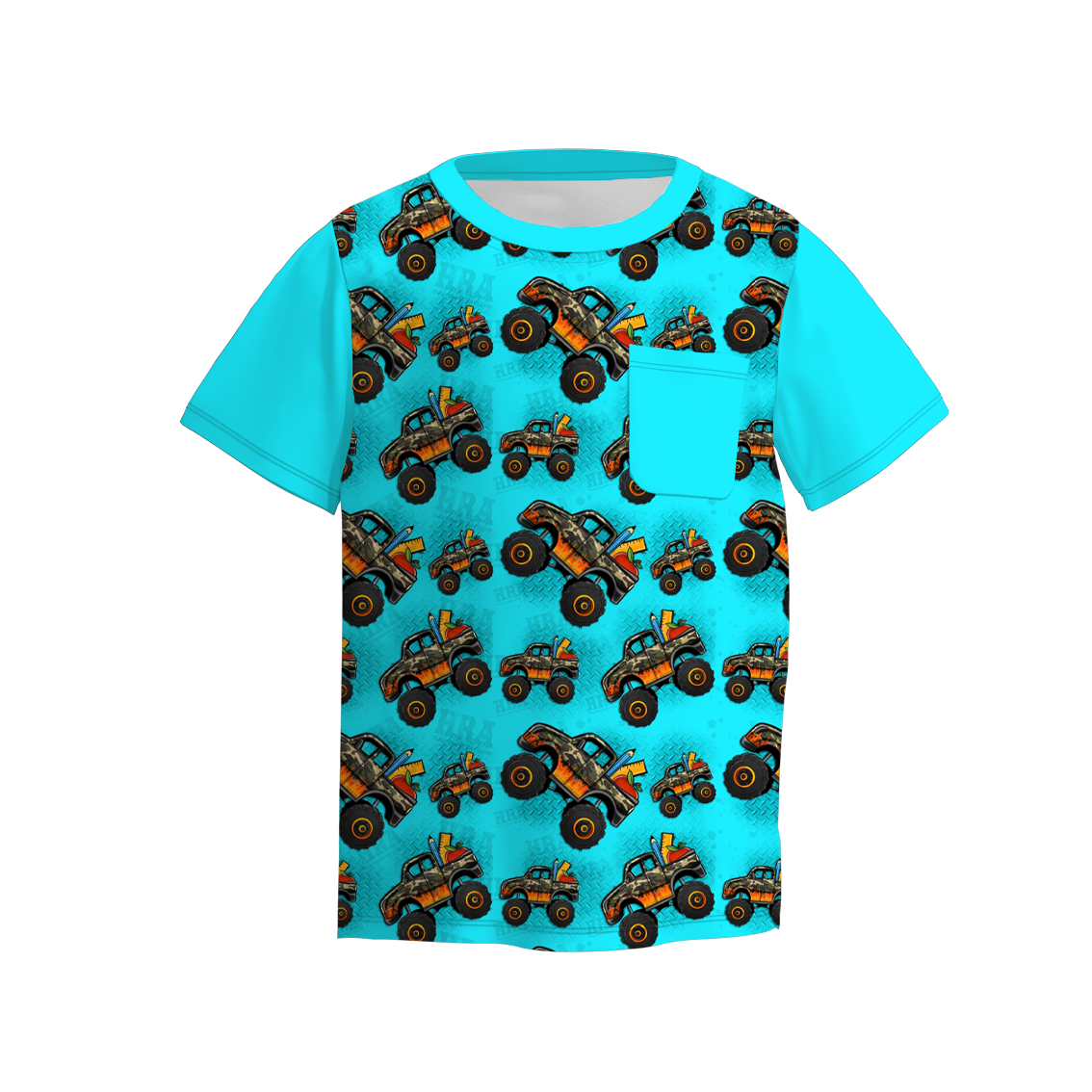 (Pre Order)Boys Summer Father's Day Truck Print Raglan Shirts