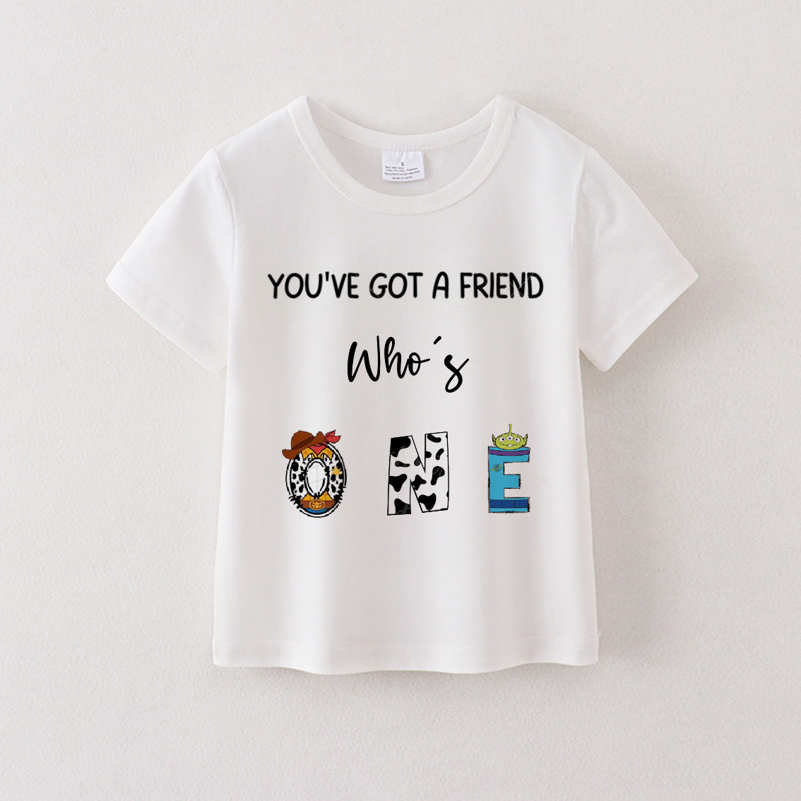 (Pre Order)Boys' Cotton Cartoon Print Birthday Letter Number T-Shirt