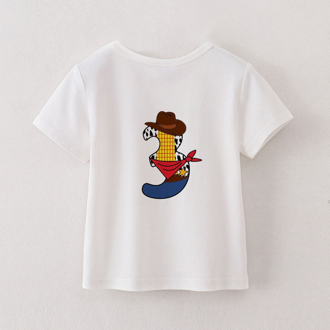 (Pre Order)Boys' Cotton Cartoon Print Birthday Letter Number T-Shirt