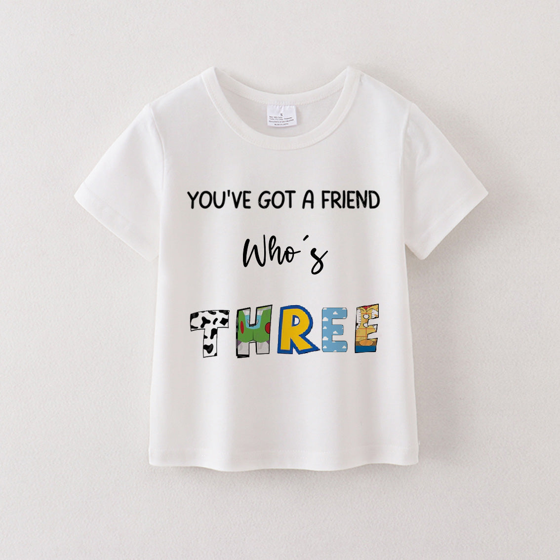 (Pre Order)Boys' Cotton Cartoon Print Birthday Letter Number T-Shirt