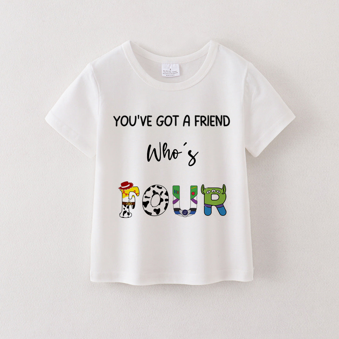 (Pre Order)Boys' Cotton Cartoon Print Birthday Letter Number T-Shirt
