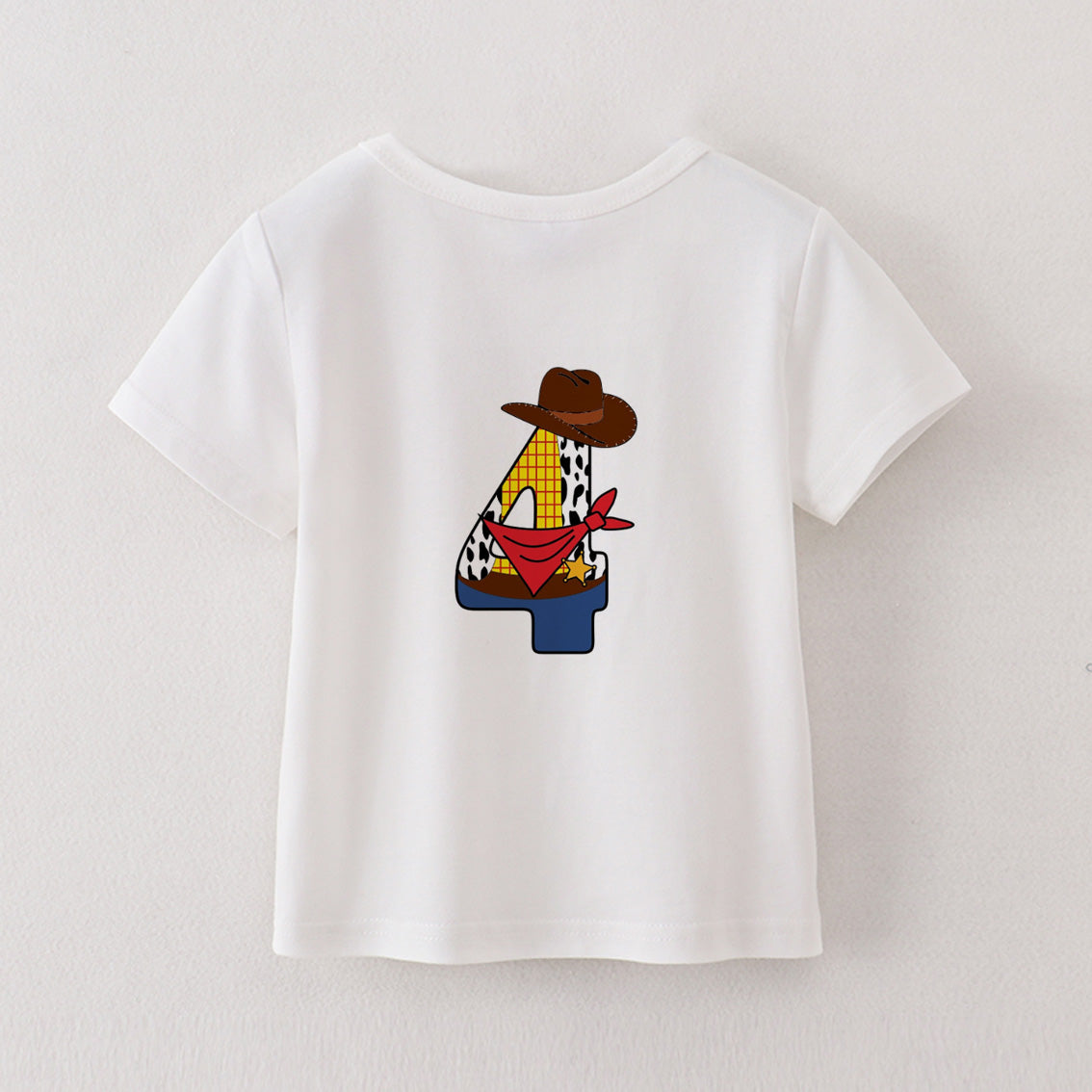 (Pre Order)Boys' Cotton Cartoon Print Birthday Letter Number T-Shirt