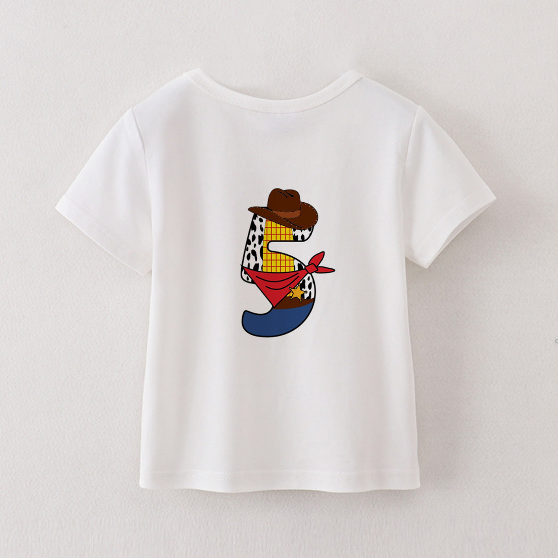 (Pre Order)Boys' Cotton Cartoon Print Birthday Letter Number T-Shirt