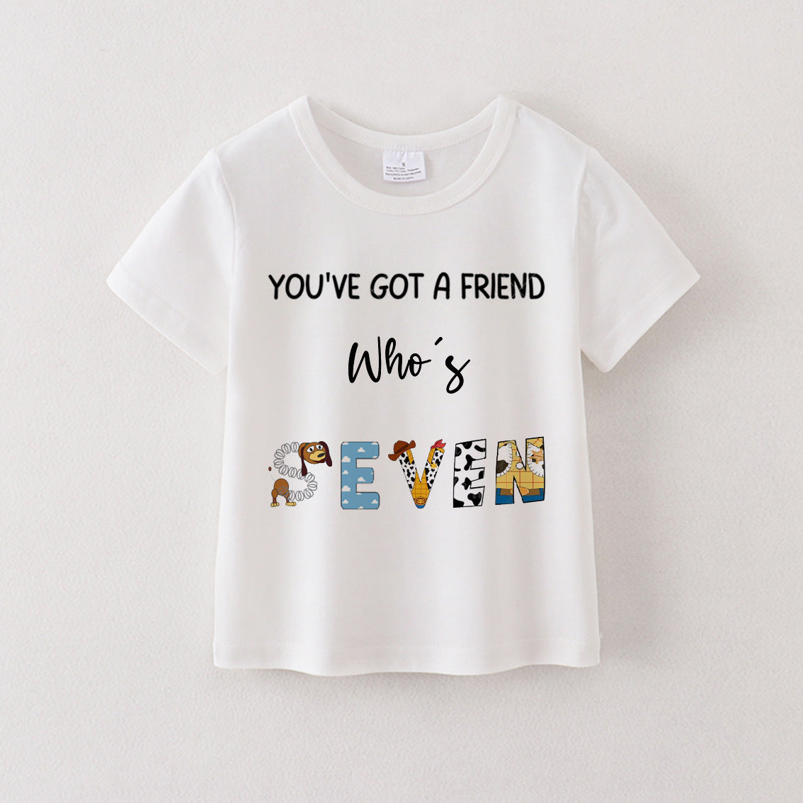 (Pre Order)Boys' Cotton Cartoon Print Birthday Letter Number T-Shirt