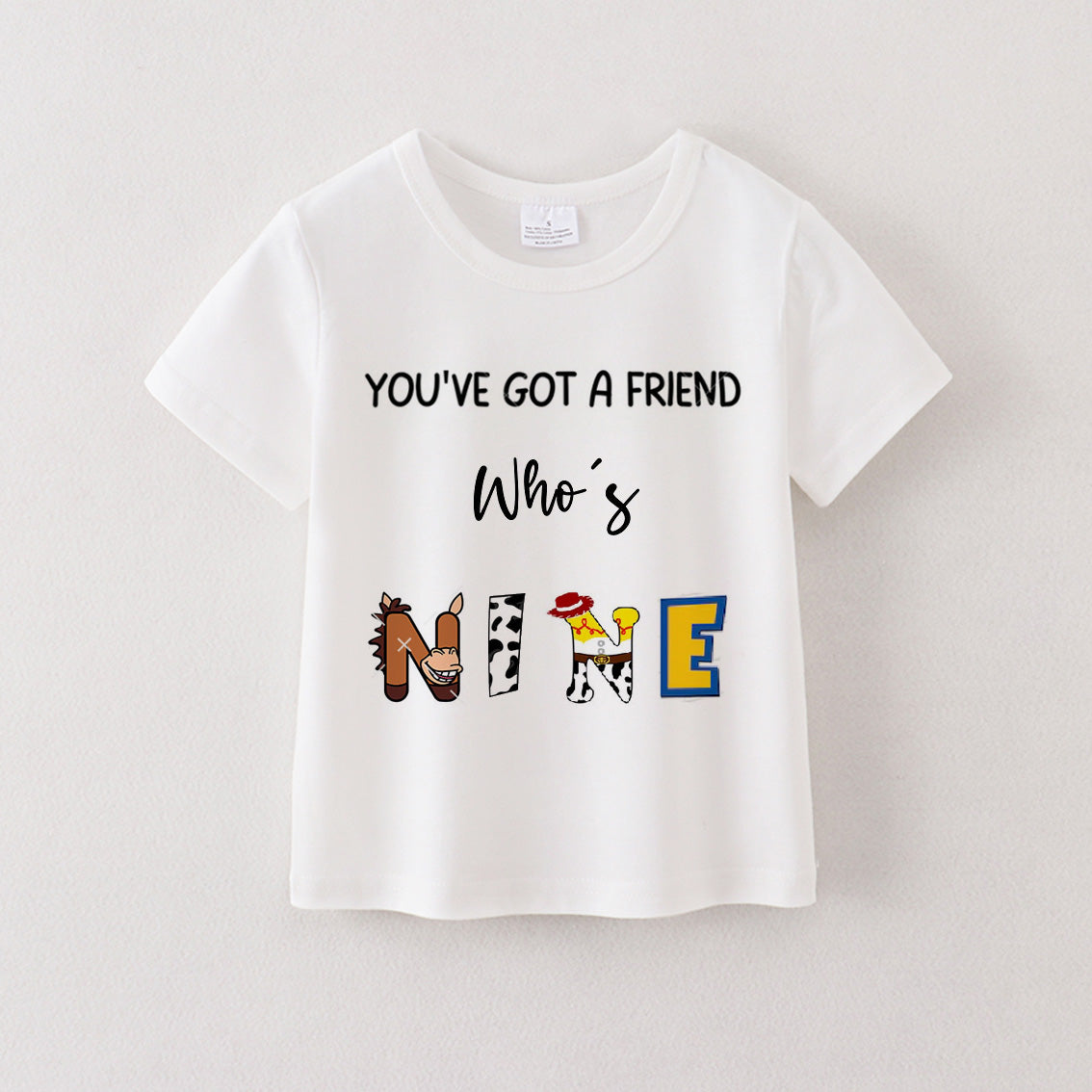 (Pre Order)Boys' Cotton Cartoon Print Birthday Letter Number T-Shirt