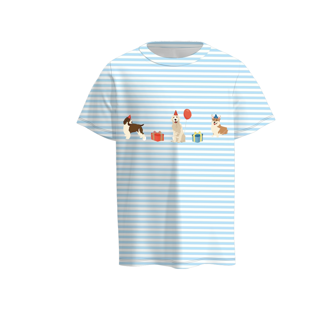 (Pre Order)Boys Blue Stripe Embroidery T-shirt