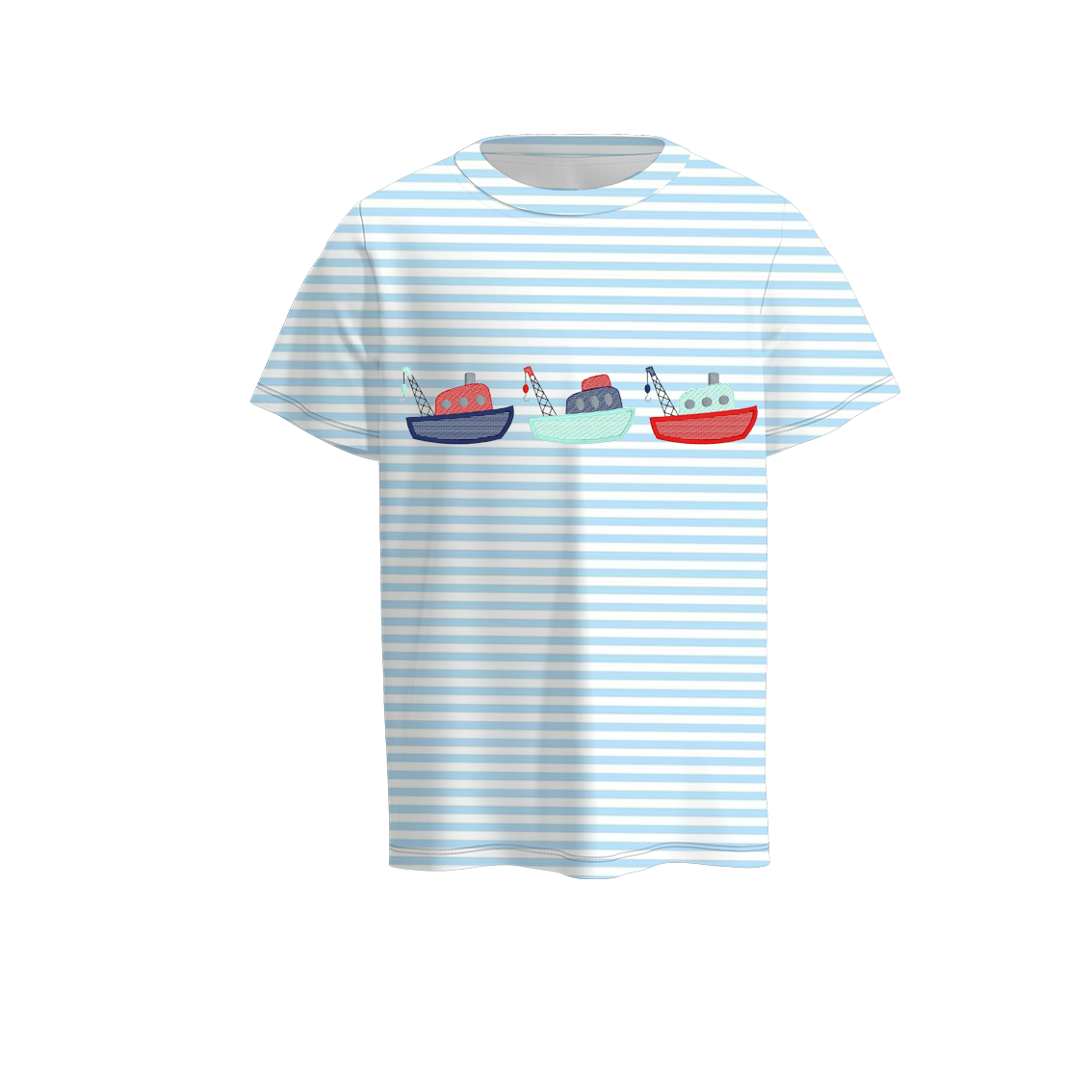 (Pre Order)Boys Blue Stripe Embroidery T-shirt