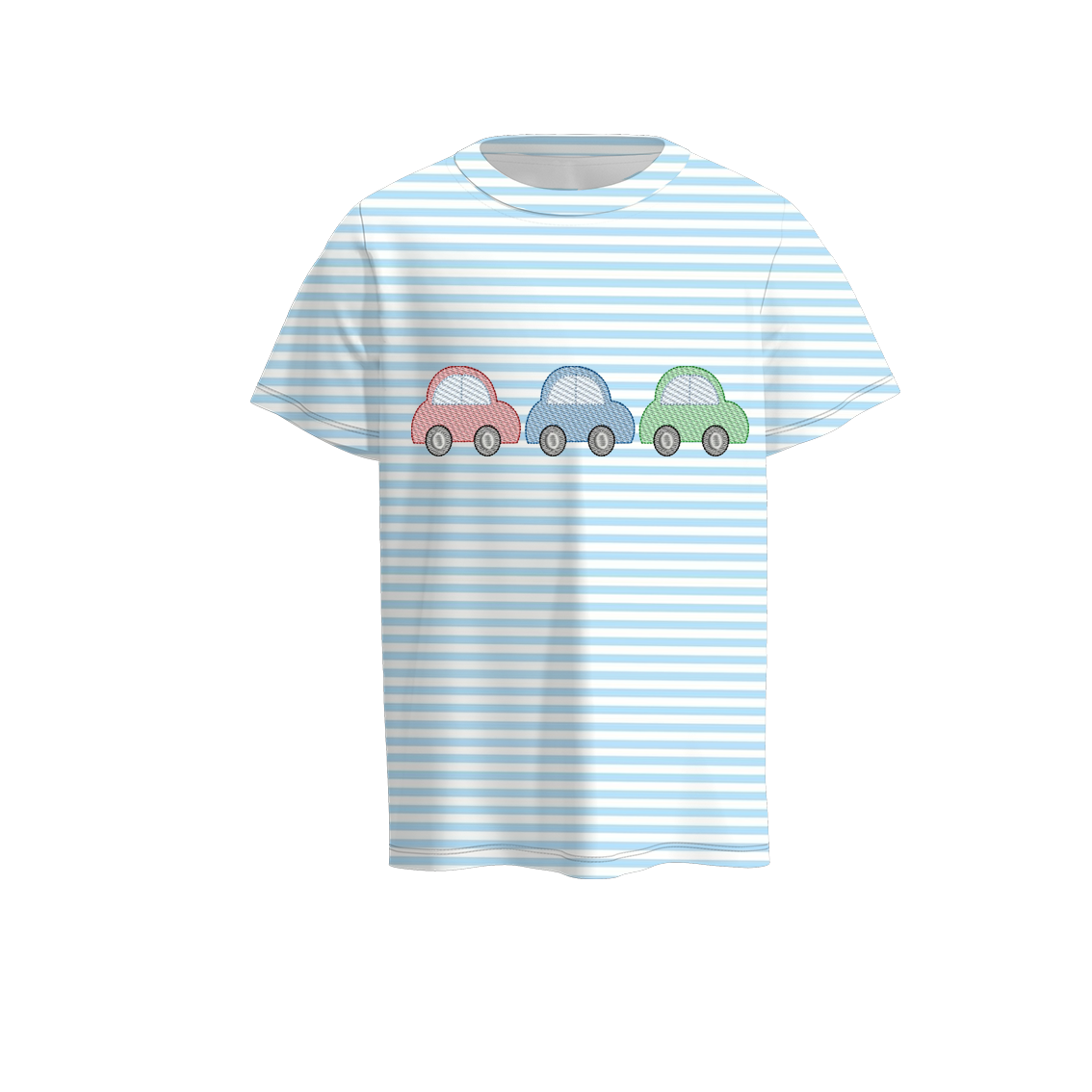 (Pre Order)Boys Blue Stripe Embroidery T-shirt