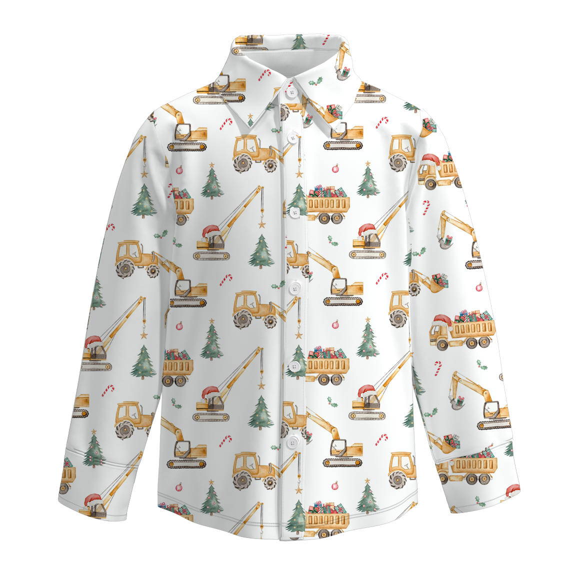 (Pre Order)Boys Christmas Print Four-way Stretch Shirt