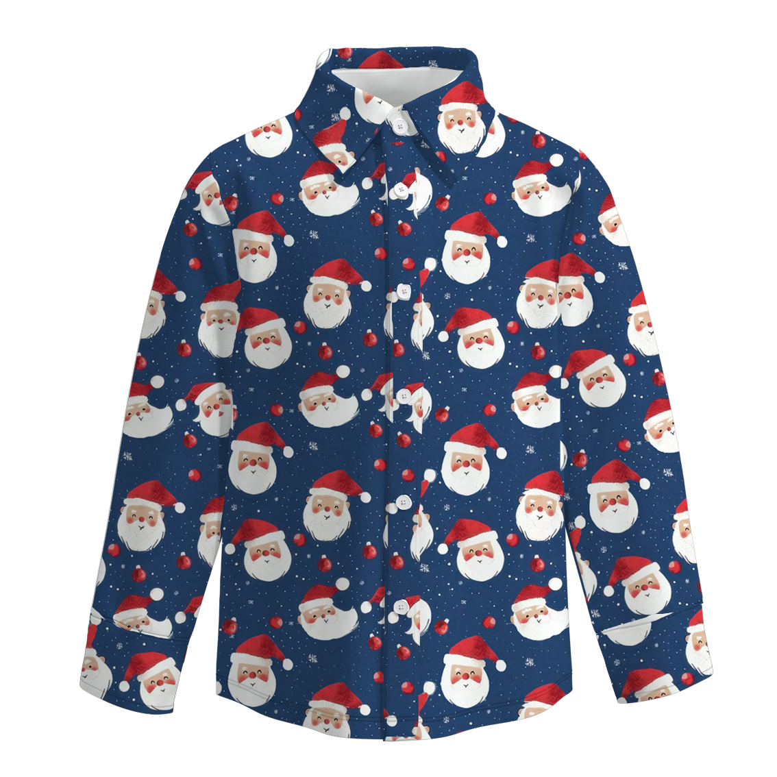 (Pre Order)Boys Christmas Print Four-way Stretch Shirt