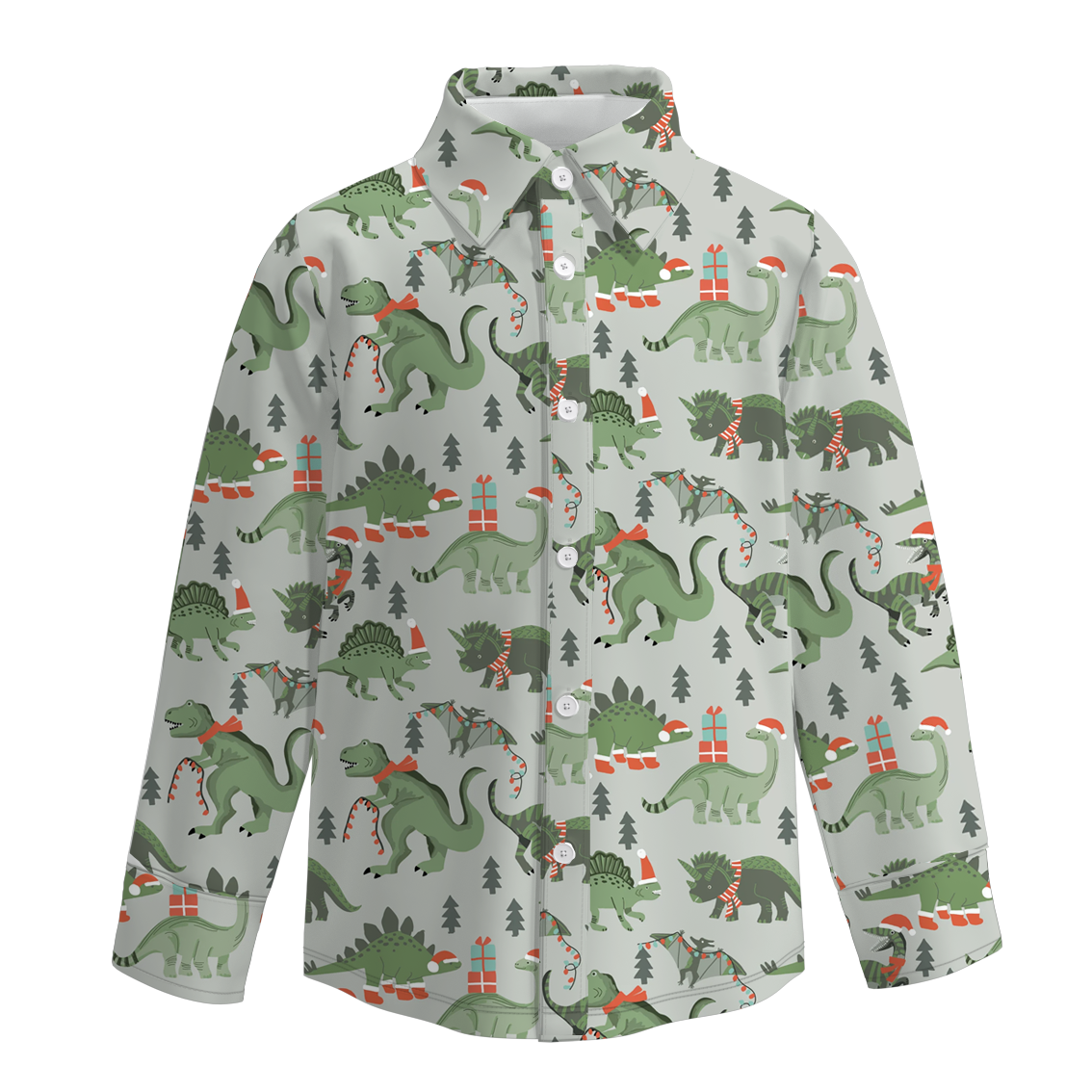 (Pre Order)Boys Christmas Print Four-way Stretch Shirt