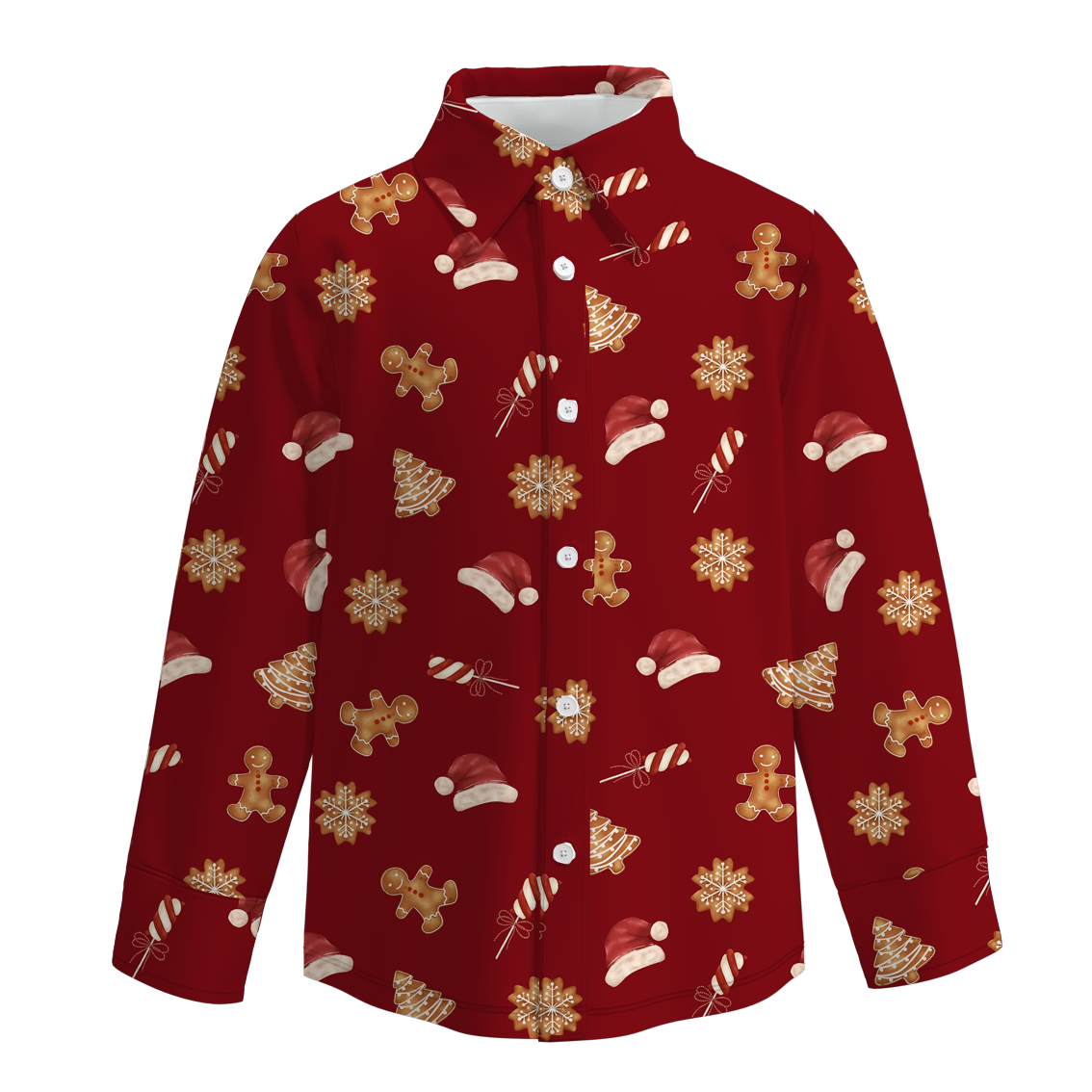 (Pre Order)Boys Christmas Print Four-way Stretch Shirt