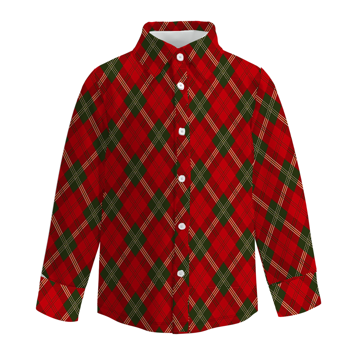 (Pre Order)Boys Christmas Print Four-way Stretch Shirt