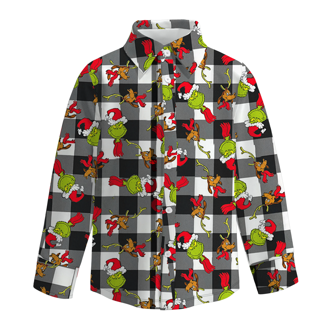 (Pre Order)Boys Christmas Print Four-way Stretch Shirt