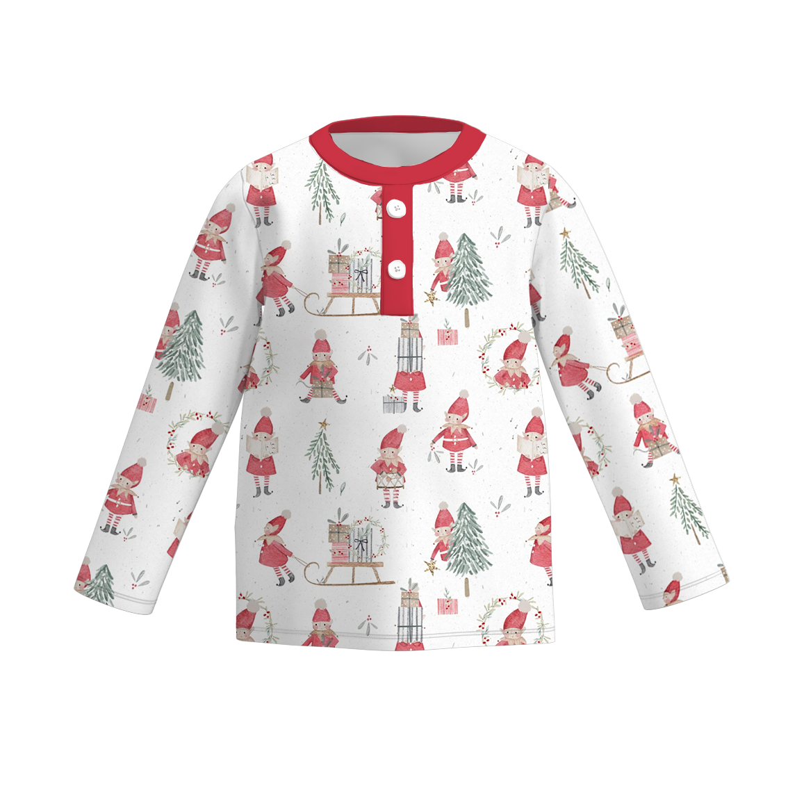 (Pre Order)Boys Christmas Print Milk Silk Top