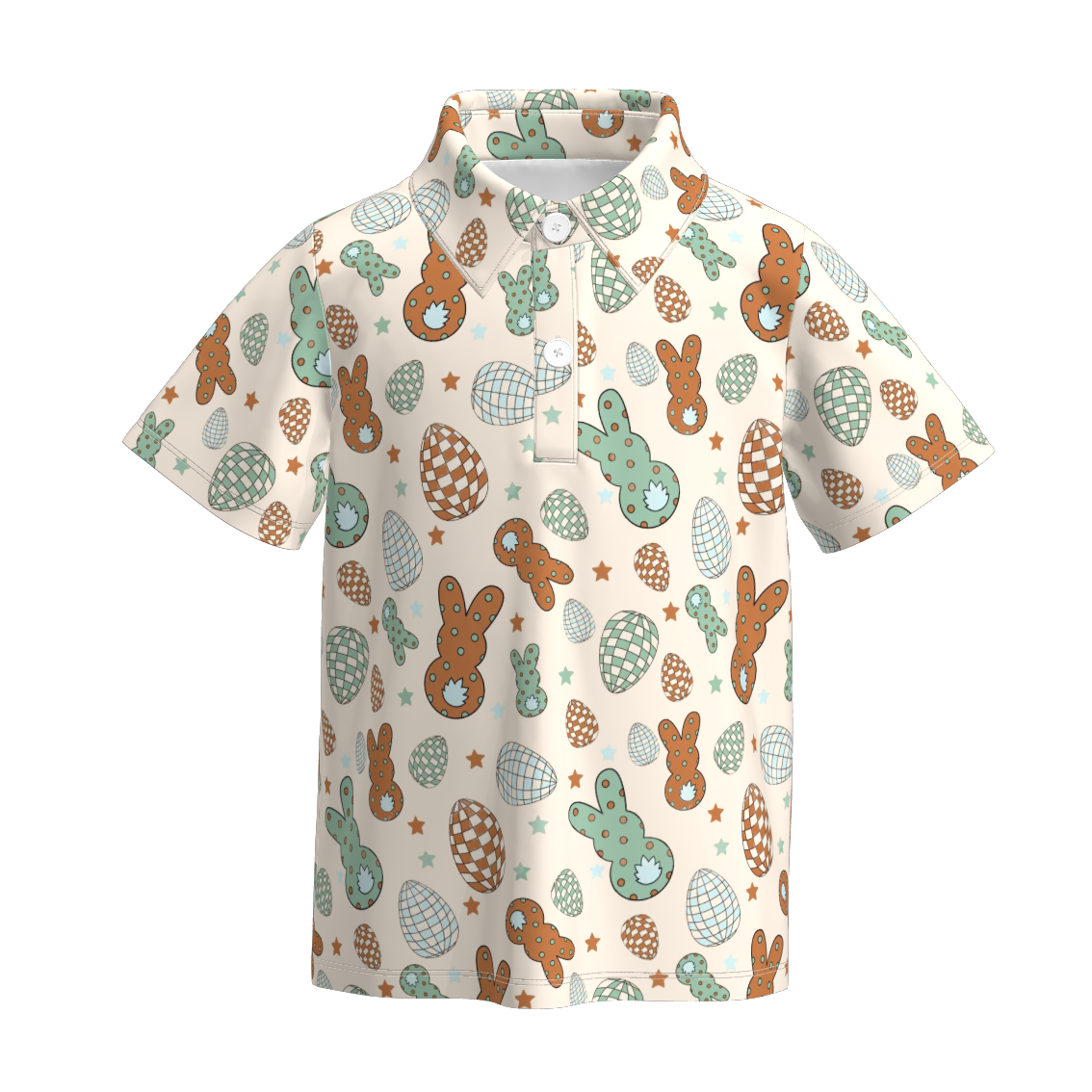 (Pre Order)Boys Easter Bunny Print Milk Silk Top
