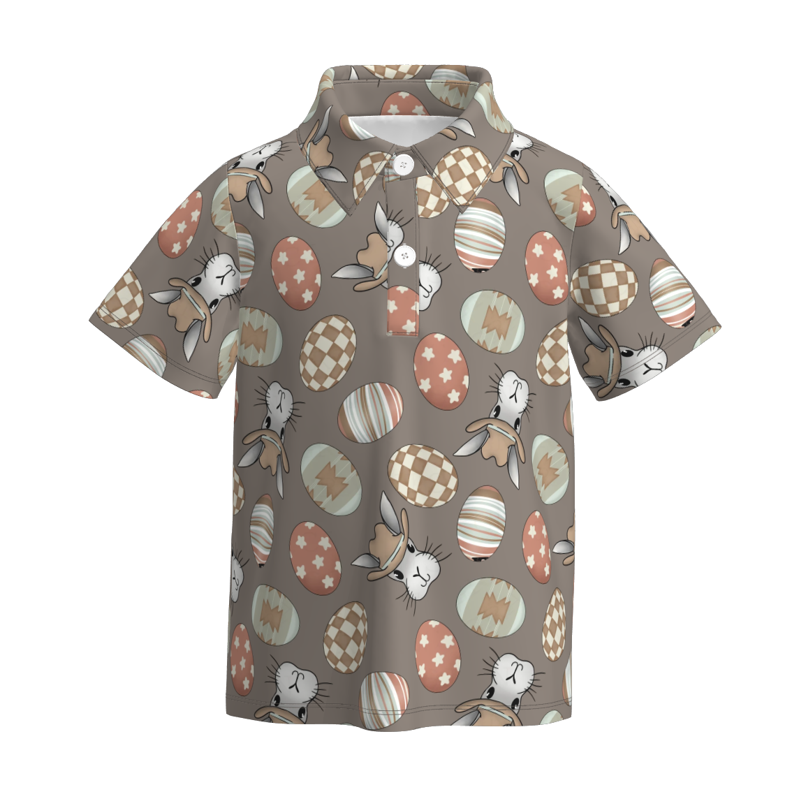 (Pre Order)Boys Easter Bunny Print Milk Silk Top